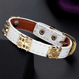 Charm Bracelets Zlxgirl Fashion Women's 316L stainless steel letter bracelet jewelry single loop leather rope luxury Belt Bracelet for Mans 230816