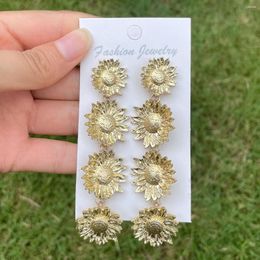 Dangle Earrings Vedawas Sunflower Shaped Metal For Women Vintage Charm Long Drop Pendant Statement Jewelry Party Accessories