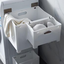 Storage Baskets Wall-Mounted Laundry Basket Bathroom Multi-Function Seamless Stickers Hole-Free Foldable Dirty Clothes