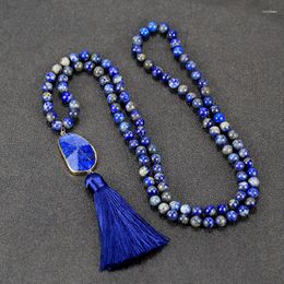 Pendant Necklaces 2023 Natural Stone Necklace Lapis Lazuli 8mm Beads Energy Wholesale