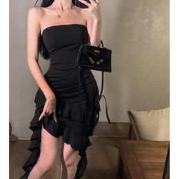 Casual Dresses GkyocQ Women Party Dress Elegant Solid Hip Wrap Vestidos Bandage Strapless Robe French Retro 2023 Chic Female Vintage