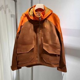 High version canvas jackets men women work coat 3D printed hooded trench coat 1v designer jacket men's casual zipper sweatshirt