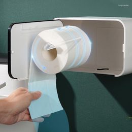 Storage Bags Wall Mounted Paper Roll Holder Non-Punching Dispenser Simple Design Waterproof Towel Box For Home Bathroom Kitchen