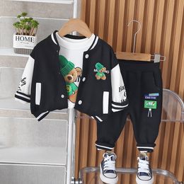 2023 Spring Toddler Infant Clothes Outfits Baby Girls Clothing Sets Boys Cartoon Coats Cardigan Shirt Pants Children Casual Costume