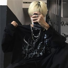 Men's T Shirts Shirt For Men Hong Kong Style Clothing Autumn Long Sleeve Tee Y2k Streetwear Anime Vintage Graphic Tshirts Top