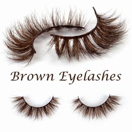 False Eyelashes Wholesale 3D Mink Colour brown Cross Long Natural Fake Stage Show 20mm Brown Coloured lashes 230816