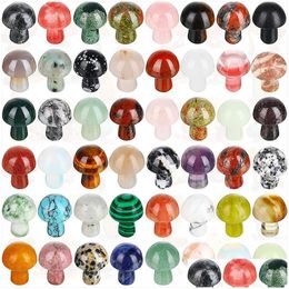 Crystal 20Mm Random Colour Mini Mushroom Plant Statue Natural Stone Carving Aquarium Home Decoration Polishing Gem Beads Drop Deliver Dhudy