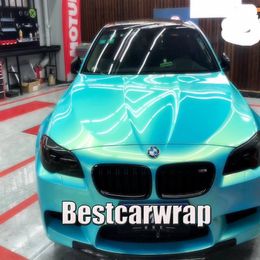 Blue - gold Gloss Colorfow shift to gold Vinyl Wrap For Car Wrap Film Magic glossy Low tack glue quality Size1 52 20m 5x67ft236g