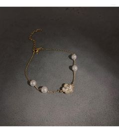 Link Bracelets Flower Female Niche Design Feeling Retro Cold Wind Hand Ornaments High Sense Of Pearl Bracelet Tide