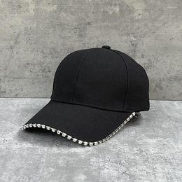 Ball Caps 2023 Street Fashion Baseball Cap Female Korean Diamond Chain Adjustable Spring Summmer Cool Comfortable Sun Protection Hat