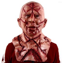 Party Supplies Horror Mask Full Face With Knife Marks Halloween Bloody Costume Props Fancy Dress Accessories