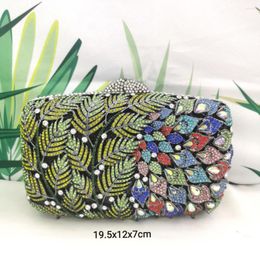 Evening Bags Lady Leaf Diamond Shoulder Rhinestone Handbag Luxury Elegant Clutch Bag Banquet Crystal Women Clutches