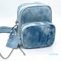 Evening Bags Tie-dye Canvas Shoulder Bag Designer Chains For Women Mini Denim Handbags