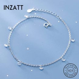 Anklets INZATT Real 925 Sterling Silver Zircon Anklet For Fashion Women Party Cute Fine Jewellery MInimalist Accessories Gift 230816