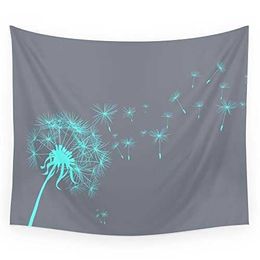 Tapestries Gray And Teal Dandelion Printed Tapestry Wall Hanging Coverlet Bedding Sheet Throw Bedspread Living Room Tapestries Dorm Decor