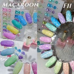 Nagellack macaron reflekterande glittergel färg glänsande paljetter absorberar uv led lack konst dekoration 15 collors 230816