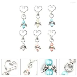 Chaves 6 PCs Pearl Pingente Angel Keychain Family Decors Light Ring Ring Rings Wing Bride