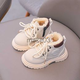 Boots Winter Boots for Kids Leather Shoes Fashion Warm Nonslip Boys Student Shoes Outdoor Short Boots J230816