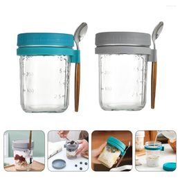 Storage Bottles Mason Jars Overnight Oat Containers Lids Glass With Breakfast Oatmeal