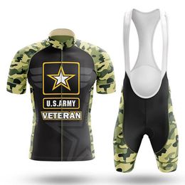 Cycling Jersey Sets U.S. Army Veteran Cycling Set Bib Shorts Bike Jersey Bicycle Shirt Short Sleeve Clothes Cycle Downhill MTB Mountain Suit 230815