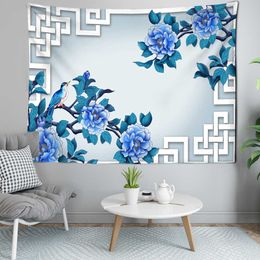 Tapestries Rich Flowers Tapestry Chinese Peony Room Background Wall Decor Painting Tapestry Home Art Decor Good Gift