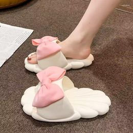 Slippers 2023 Women's EVA Indoor Floor Soft Couple Slipper Summer Bow Bedroom Shoes Ladies Flip Flops Fashion Adult