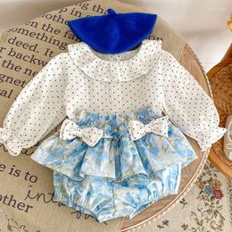 Clothing Sets Toddler Baby Girls Clothes Suit Autumn Infant Kids Set Long Sleeve Dot Shirt Bowknot Printing Shorts 2pc