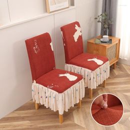 Chair Covers Elastic Dining Cover AB Version Double Spell Chairs With Skirt Universal Stretch Case For Wedding El Party