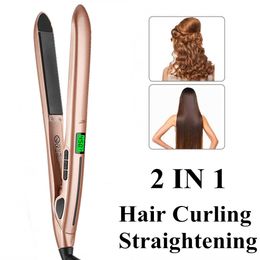 Curling Irons 2 in 1 Mini Professional Hair Curler Straightener Flat Iron Straightening Corrugated Tong Styling Tool 230815