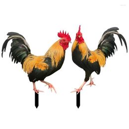 Garden Decorations Rooster Stake Decorative Acrylic Chicken Stakes For Yard Waterproof Lawn Double-sided Gardens Spring