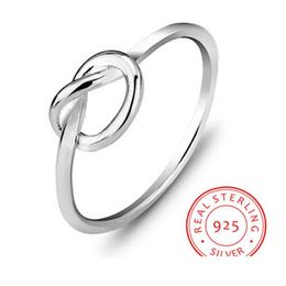 Band Rings 100% 925 Sterling Sier Thin Knot Ring Womens Simple S925 Engraved Personality Jewelry Drop Delivery Dh9Ew