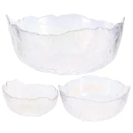 Bowls 3 Pcs Large Salad Popcorn Serving Small Glass Entertaining Party Fruit Big