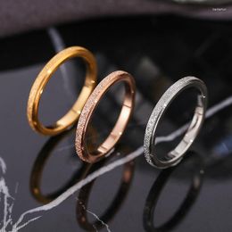 Wedding Rings High-Quality Scrub Titanium Steel For Women 2 MM Width Finger Gift Girl Fashion Party Jewellery