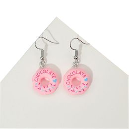 Resin Drop DIY Cute Girls Gift Eardrop Funny Food Snacks Donut Candy Chocolate Gum Strawberry Biscuit Earrings for Women