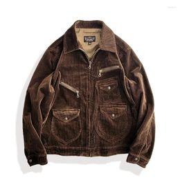 Men's Jackets Corduroy Jacket Multi-pockets Short Regular Fit Safari Western Biker Style America Vintage Designer Clothes