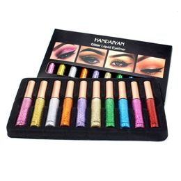 Body Glitter 10 ColorsSet Liquid Eyeliner Shiny Eye Liner Cosmetics Eyeshadow Pigment Silver Rose Gold Color Makeup Shadow 230815