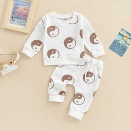 Clothing Sets Newborn Baby Boy Girl Autumn Clothing Sets Plaid Knitted Print Long Sleeve Sweatshirts+Drawstring Pants Trousers Tracksuits