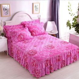 Bed Skirt Cotton Quilted Bed Skirt King Size Mattress Protective Cover Double Thickened Non Slip Breathable Laminated Cotton Luxury Sheets 230815