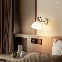 Wall Lamps Nordic Opal Glass Adjustable Lamp Bedroom Bedside Reading Light Homestay El Decoration Japan Style