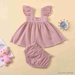 Girl's Dresses Summer Girls Baby Dresses Suit Princess Ruffled Dress Shorts 2Pcs Set Infant Girl Clothing for Newborn Birthday R230816