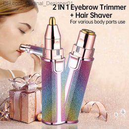 2-in-1 electric eyebrow trimmer makeup painless eyebrow remover female shaver mini portable facial hair remover Z230817