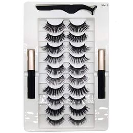 False Eyelashes 10 Pairs Magnetic Wholesale Makeup Set Natural Slender GlueFree Magnet Lash Boxes 230816