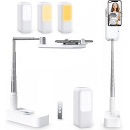 Selfie Monopods Stand Portable Cell Phone Holder Retractable Wireless Bluetooth Live Broadcast Video Dimmable LED Fill Light p230816 230829