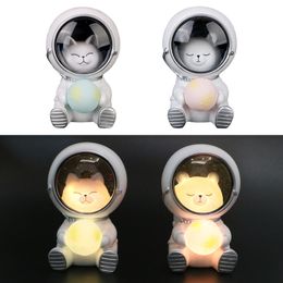 Decorative Objects Figurines Birthday Holiday Gifts Creative Cute Pet Galaxy Guardian Astronaut Night Light Cartoon Ornaments Bedroom Bedside Lamp LED 230816