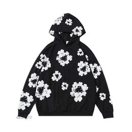 Men's Hoodies Winter Readymade Foam Flower Co Branded Tears Women Puff Printed Distressed Pullover Cap Embroidery White Kapok Tidal Sweatshirts 2 Hbme