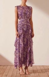 French niche design dress, high-end and romantic temperament, small fragrance, purple floral suspender dress, summert 7