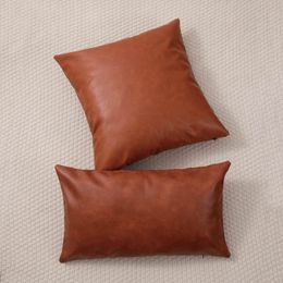 Pillow Case PU Leather Pillow Case Cushion Cover Throw Pillow Case For Sofa Car Home Decorative Pillowcase 45x45 Square Zipper Pillow Cover 230815