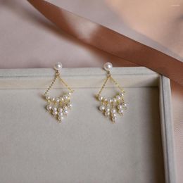 Dangle Earrings Lii Ji 925 Sterling Silver Gold Color Real Freshwater Pearl Tassels Drop Women Wedding Party Nice Gift