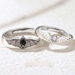 Cluster Rings Angel And Devil Matching For Women Men Open Adjustable Couple Friendship Stackable Ring Set Simple Jewellery