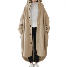 Women's Trench Coats Autumn Winter Coat Women Hooded Single-breasted Windbreaker Overcoat Ankle Length Thick Pockets Lady Outdoor Jacket